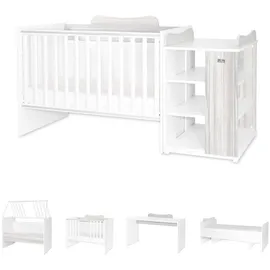 Lorelli Babybett Multi, Jugendbett, Schreibtisch, Wickeltisch, mehrfach umbaubar grau