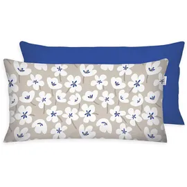 Tom Tailor Kissenbezug Floral 40 x 80 cm Blau/Beige