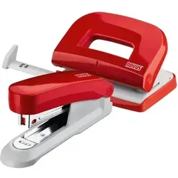 NOVUS 020-1830 Twinset Heftgerät E15/ Locher E 210 rot/grau, im Blister