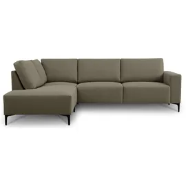 Home Affaire Ecksofa HOME AFFAIRE "Tournon, L-Form, Breite 256 cm, Webstoff, Chenille", grün (olive), B:256cm H:85cm T:198cm, 100% Polyester, Sofas, Ecksofa, Designsofa im nordischen Stil, Wellenunterfederung, Metallfüße