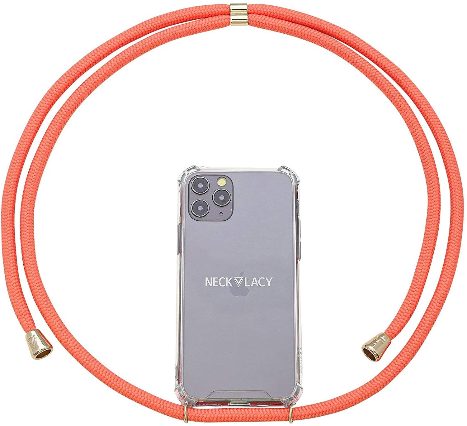NECKLACY Handykette Handyhülle zum umhängen - für iPhone X/XS - Case / Handyhülle mit Band zum umhängen - Trageband Hals mit Kordel - Smartphone Necklace, Coral Reef