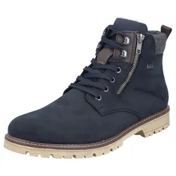 Winterstiefelette RIEKER, Herren, Gr. 46, bunt (dunkelblau, braun), Leder, Lederimitat, Textil, casual, Schuhe, Winterboots, Outdoorboots, Rieker-Tex, mit gepolstertem Schaftrand