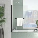 Marwell Black Touch 120x70cm schwarz, H:120cm T:70cm, Duschwände, für Badewanne mit 4mm gehärtetem Glas - Mit Handtuchhalter