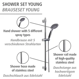 Wenko Young Stangenbrause-Set Chrom Silber 66 cm