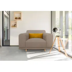 Loveseat ANDAS "Maroon Sessel", beige, B:125cm H:82cm T:96cm, Struktur grob ( 100% POLYPROPYLEN, Struktur fein ( 100% Polyester), Struktur (100% Polyester), Sessel, in skandinavischem Design, mit losem Kissen