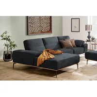 W.SCHILLIG Ecksofa run, Designsofa mit tollem Sitzkomfort, bequem, L-Form, mit Holzsockel, Füße in Bronze pulverbeschichtet, Breite 319 cm schwarz