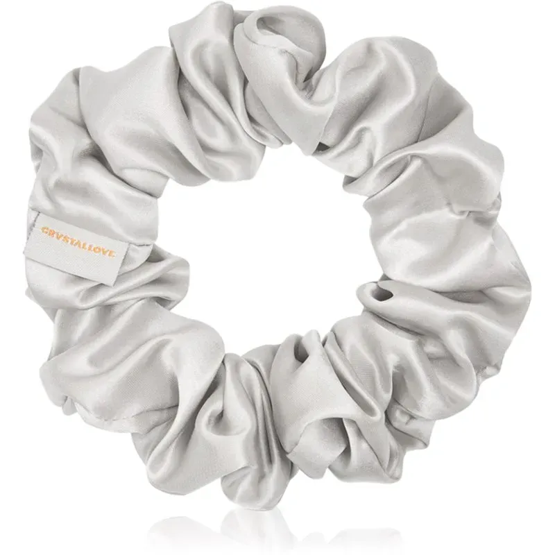 Crystallove Silk Scrunchie Haargummi aus Seide Silver 1 St.
