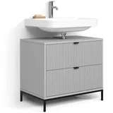 livinity® Waschbeckenunterschrank Aterno, Grau, 70 x 63 cm mit 2 ausziehbaren Schubladen