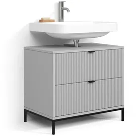 livinity® Waschbeckenunterschrank Aterno, Grau, 70 x 63 cm mit 2 ausziehbaren Schubladen