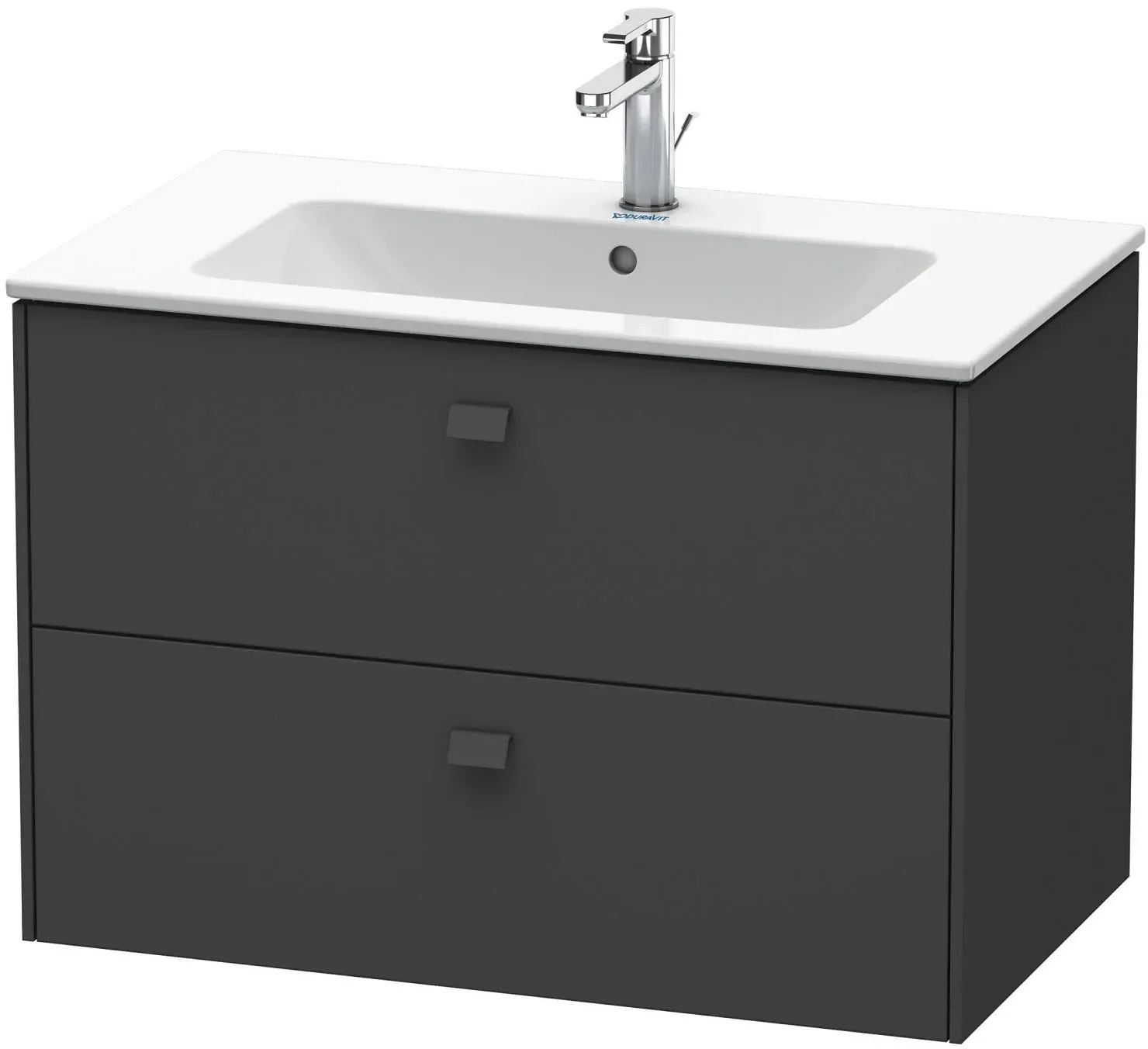 Duravit Brioso Waschtischunterbau wandhängend 82 cm, mit 2 Auszügen, Griff Korpusfarbe