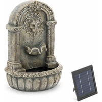 Hillvert Solar Gartenbrunnen - speiender Löwenkopf an verziertem Becken - LED-Beleuchtung