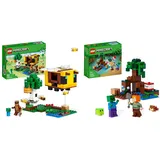 LEGO 21241 Minecraft Das Bienenhäuschen, Farm-Spielzeug mit baubarem Haus & 21240 Minecraft Das Sumpfabenteuer Set, Spielzeug mit Figuren mit Alex- und Zombie-Figuren im Biom,ab 8 Jahren