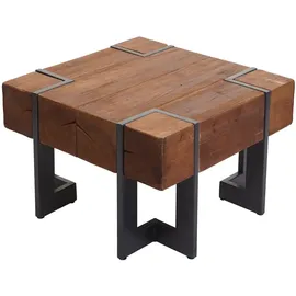 Mendler Couchtisch HWC-A15, Wohnzimmertisch, Tanne Holz rustikal massiv MVG-zertifiziert ~ braun 60x60cm