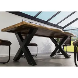 Massivmoebel24 Baumtisch 180 x 77 x 90 cm grau