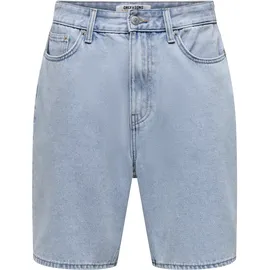 Only & Sons "ONSFADE PIM DNM SHORTS BOX", Herren, Gr. M, N-Gr, light blau denim, Web, Obermaterial: 100% Baumwolle, unifarben, straight fit knielang, Hosen Shorts