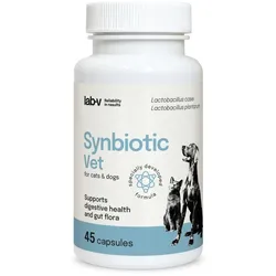 LAB-V Synbiotic Vet - Unterstützung der Magen-Darm-Gesundheit und Darm-Mikroflora für Hunde und Katzen 45 Kapseln