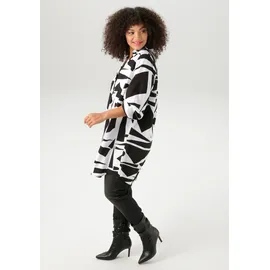 aniston plus Longbluse mit farbenfrohem, großflächigem Druck Gr. 44, weiß-schwarz, , 28040948-44