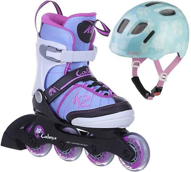 K2 CADENCE JR GIRLS Kinder Inline Skate inkl. ALPINA XIMO 2 aqua rose flower gloss - 29-34 | 47-51