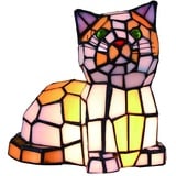 Tokira Tiffany Stil Glasmalerei Katze Tischlampe, Cat Nachttisch Art Deco Schreibtischlampe [Keine Glühbirne]