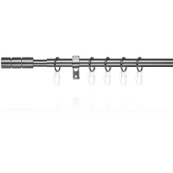 Gardinenstange LICHTBLICK ORIGINAL "Gardinenstange Zylinder, 20 mm, ausziehbar, 1 läufig 130 - 240 cm", silber (edelstahlfarben), L:130cm Ø:20mm, Metall, Gardinenstangen, Einläufige Vorhangstange mit Ringen für Gardinen und Stores.