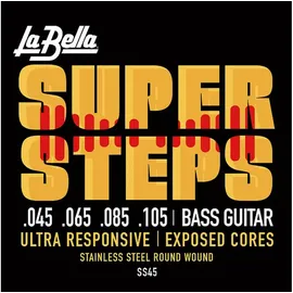 LA BELLA Labella SS40 Super-Steps-Serie, Saitensatz für Bassgitarre Extra Light 45/105