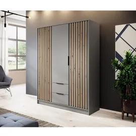 lookway Drehtürenschrank NELA 155 x 200 x 51 cm Grau