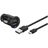 goobay 71692 Micro USB Auto-Ladeset (12W/2.4A) - Kfz-Ladeadapter und Micro USB Kabel 1.0m (schwarz)