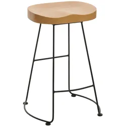 Barhocker MCW-N25, Barstuhl Tresenhocker Küchenhocker, Fußablage Industrial Metall Massiv-Holz 3D-Struktur ~ natur
