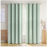 Blumtal Verdunklungsvorhänge 2er Set - Thermovorhang Hitzeschutz - Vorhang Blickdicht mit Ösen - Gardinenschals mit Schlaufen - Lärmschutzvorhang - Gardinen 245x140 cm - Blackout Curtains - Grün