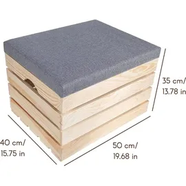 Creative Deco Sitzhocker gepolstert 50 x 40 x 35 cm Beige