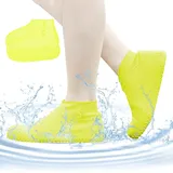 ACTOYS Silikon Regenüberschuhe, 1 Paar Wasserdichte Überschuhe mit Antirutschsohle, Regen Schuhüberzieher, Wasserdichte Schuhüberzieher Silikon für Regen, Schneetag, Schlammige Straßen (Gelb, S)