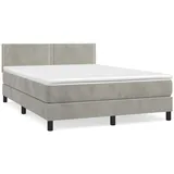 vidaXL Boxspringbett mit Matratze Hellgrau 140x200 cm Samt