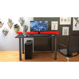 Möbelsystem Gaming Schreibtisch mit LED Beleuchtung,Schwarz - Schwarz