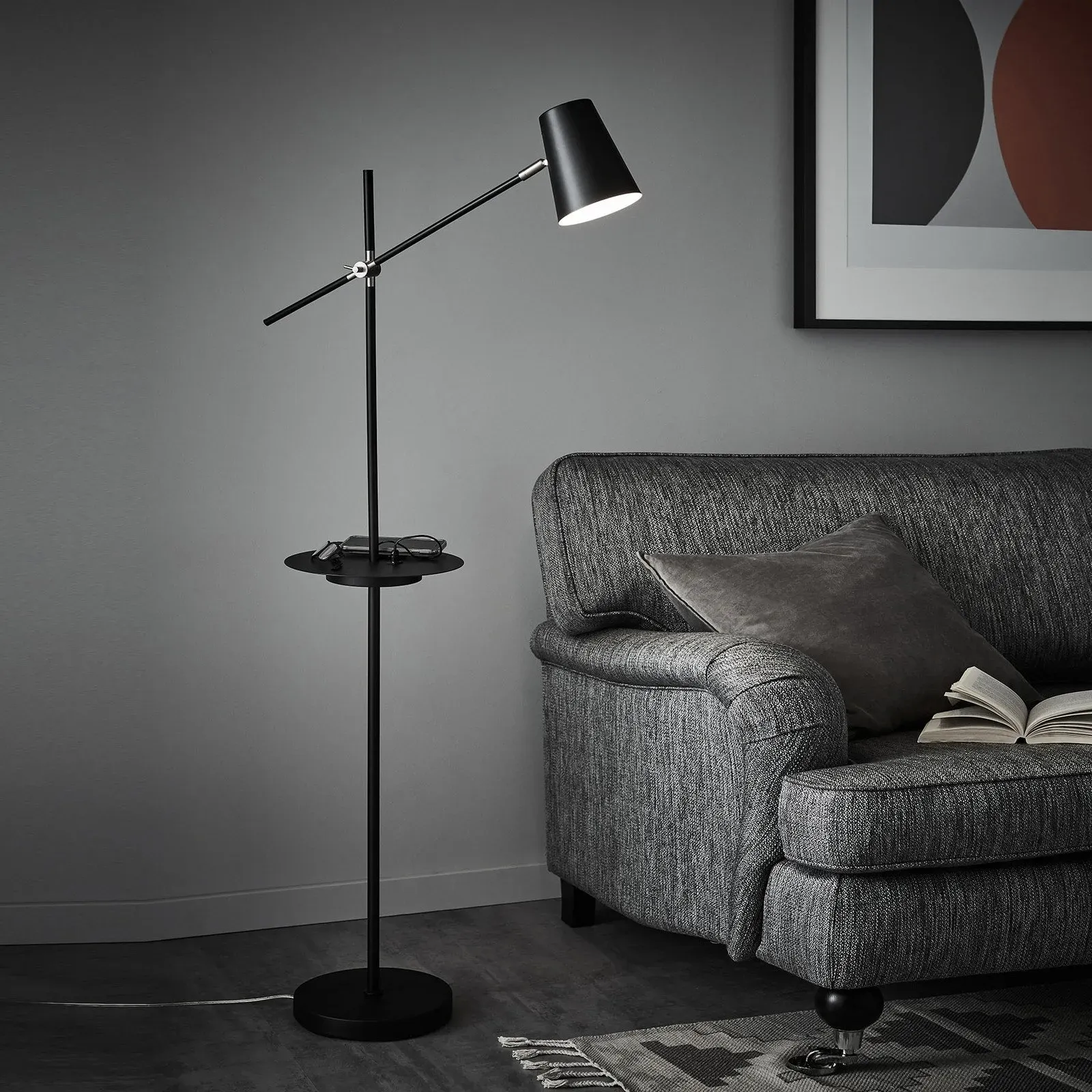 Stehleuchte Markslöjd, Linear, Schwarz, für Wohnzimmer, Metall, Skandinavisch - 144