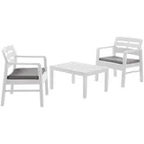 Dmora Outdoor-Lounge-Set Dalfier, Gartengarnitur mit 2 Sesseln und 1 Couchtisch, Innen- und Außensitzgruppe mit Kissen, 100 % Made in Italy, Weiß - Weiß