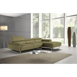 Egoitaliano "Malika, edel und bequem, Designsofa mit hochwertigen Bezügen, L-Form", grün (pistazie), B:287cm H:94cm T:165cm, Leder »BULL« (echtes Rindsleder). Geschliffenes, pigmentiertes und behandeltes Rindsleder mit einer Dicke von 1, 3-1, 5 mm.