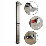 Solardusche 35L für Garten & Pool Regenduschkopf Ø15 cm Schwarz Spiegeloptik