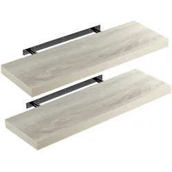 Casaria 2x Wandregal Eiche mit Halterung 70cm Schwebend