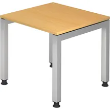 Hammerbacher Schreibtisch buche rechteckig, 4-Fuß-Gestell silber 80,0 x 80,0 cm