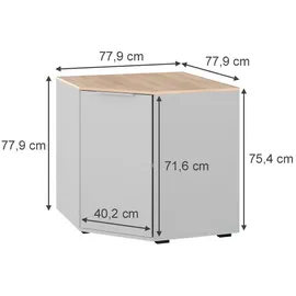 Vicco Eckkommode Betti 78 x 78 cm Weiß/Sonoma