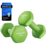 SONGMICS Kurzhanteln Set 2 Stück 2x2kg Hanteln Hexagon Kurzhanteln mit Neoprenüberzug für Krafttraining Training Fitness Zuhause Lime SYL904C01