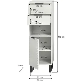 xonox.home Riff Standschrank - weiß ¦ Maße cm B: 35 H: 110