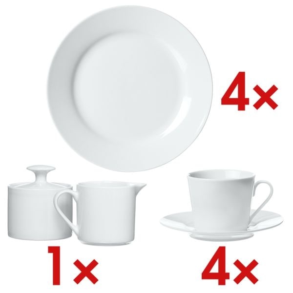 4-teiliges Dessertteller-Set »Bianco« inkl. 4-teiliges Kaffeetassen-Set »Bianco« weiß, Ritzenhoff & Breker, 19x1.4x19 cm