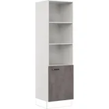 Impuls Küchen Seitenschrank IMPULS KÜCHEN "Prag", Breite/Höhe: 60/205,1 cm", grau (beton, optik schiefer dunkelgrau), B:60cm H:205,1cm T:57,6cm, Dekorfolie, Holzwerkstoff, Schränke, Seitenschrank, vormontiert, mit Drehtür, mit verstellbaren Fachböden