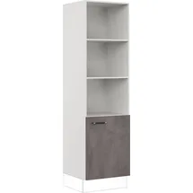 Impuls Küchen Seitenschrank IMPULS KÜCHEN "Prag", Breite/Höhe: 60/205,1 cm", grau (beton, optik schiefer dunkelgrau), B:60cm H:205,1cm T:57,6cm, Dekorfolie, Holzwerkstoff, Schränke, Seitenschrank, vormontiert, mit Drehtür, mit verstellbaren Fachböden