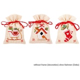 Vervaco PN-0172213 Weihnachtlich 3er Set Kräutertütchen Stickset Zählmuster, Baumwolle, mehrfarbig, ca. 8 x 12 cm / 3,2" x 4,8"