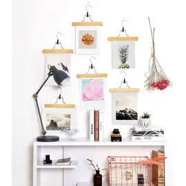 Songmics 12 Stück, Kleiderbügel aus Schima-Holz, rutschfest, Haken, 360 Grad drehbar, CRW007-12