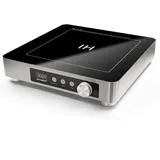 Abangdun Gewerbliches Induktionskochfeld 3000W – 190-275V Kommerzielles Induktionskochplatte mit 16 Leistungsstufen, 60–220°C, 18h-Timer, Edelstahl & Glas, für Gastronomie, Restaurant & Küche