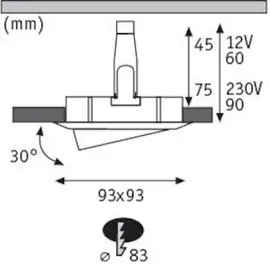 Paulmann 93664 Nova Plus schwenkbar IP65 eckig 93x93mm 30° GU5,3 / GU10 max. 35W dimmbar Weiß Chrom