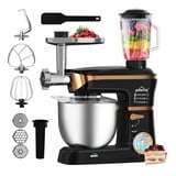 HOMELUX Küchenmaschine 3in1 Multifunktions Standmixer, 2000 W, 5 l Edelstahlschüssel, 2000,00 W, 5,00 l Schüssel, 6 Geschwindigkeiten Knetmaschine, Fleischwolf, Rührmaschine schwarz